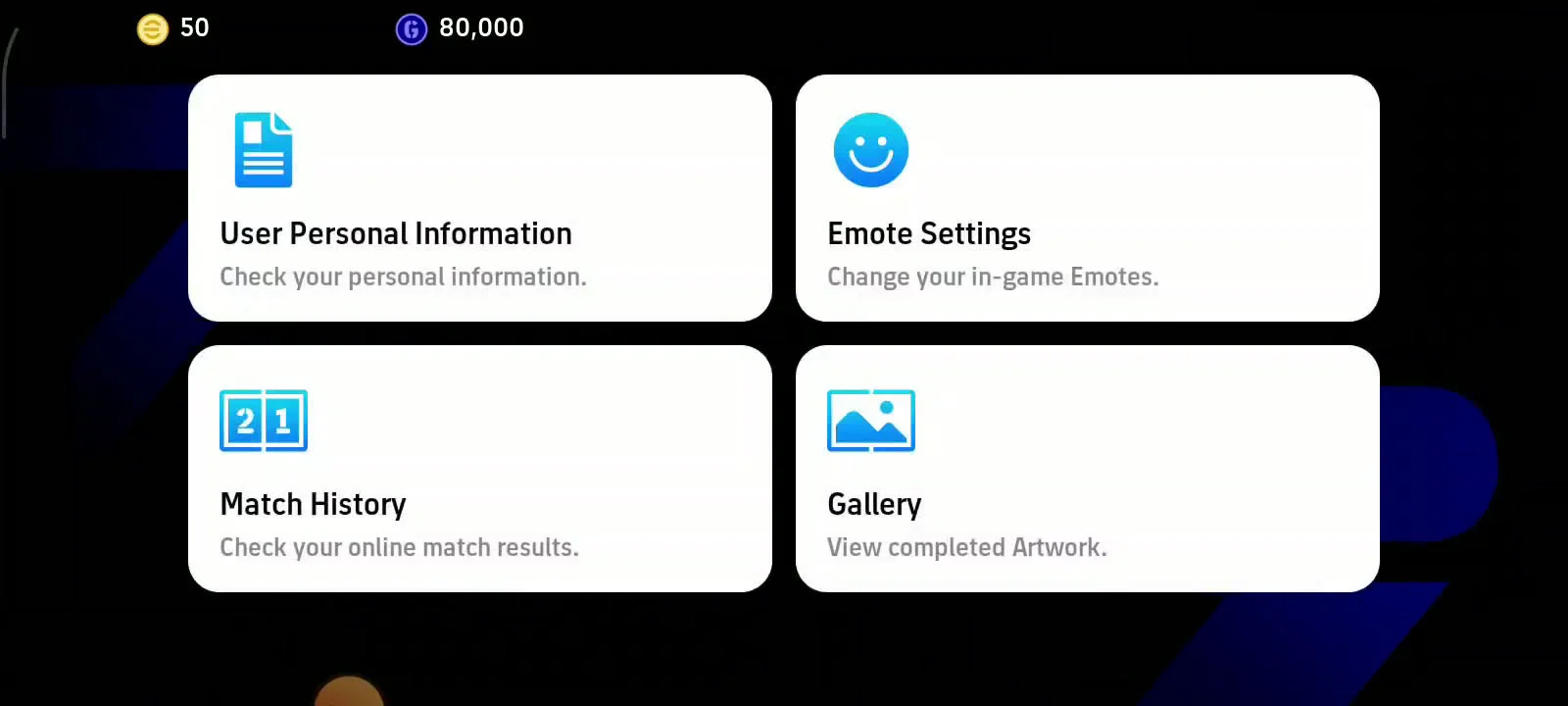 انتخاب User Personal Information در تنظیمات eFootball
