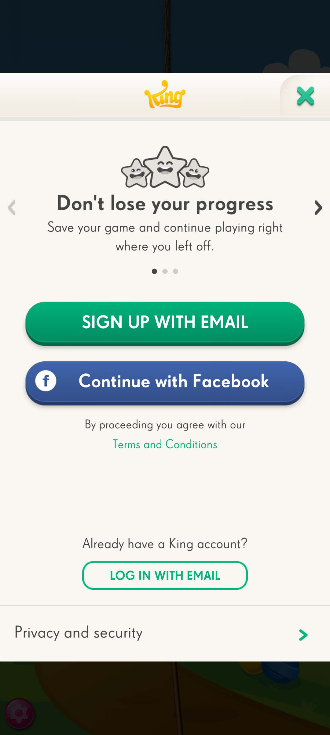 انتخاب گزینه My account در منوی تنظیمات بازی