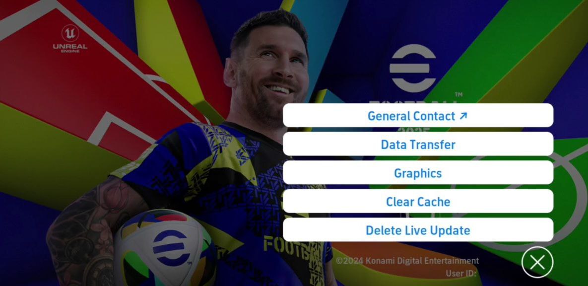 انتخاب گزینه Data Transfer از منوی بازی ایفوتبال