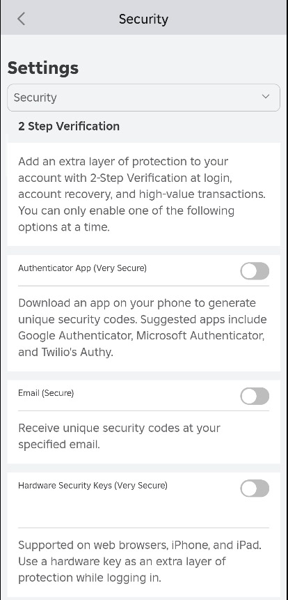 روشن کردن کلید تایید دو مرحله‌ای یا 2-Step Verification