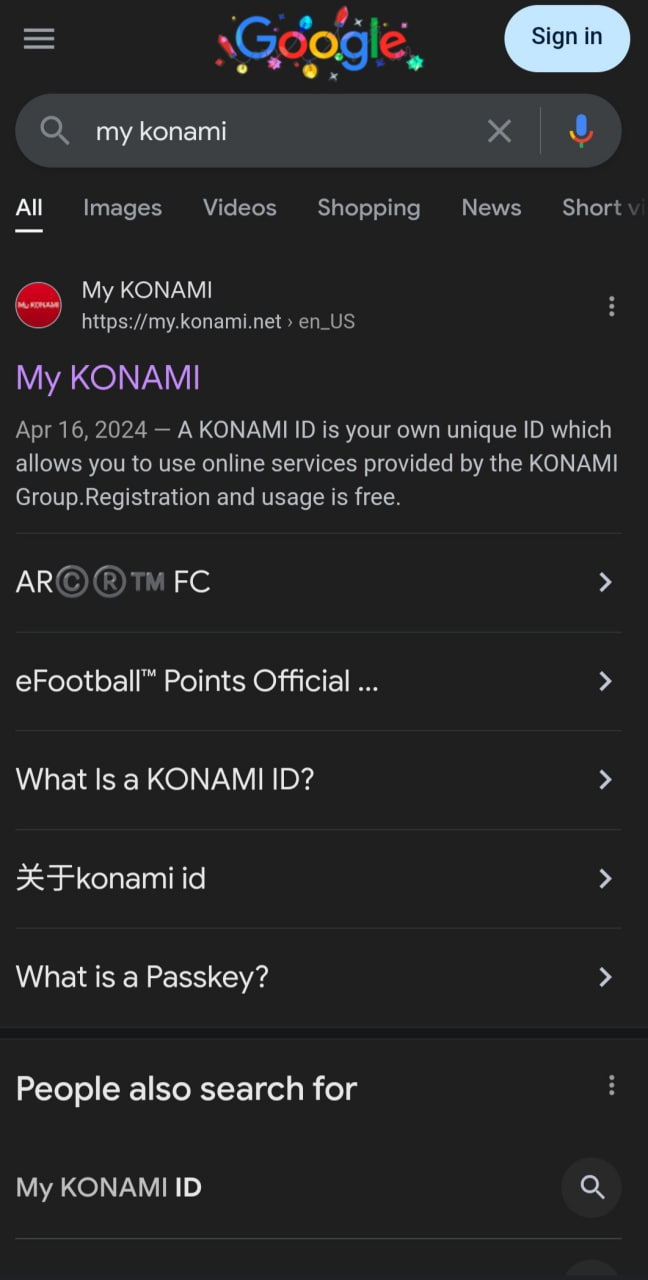 ورود به وبسایت رسمی My Konami برای تغییر رمز