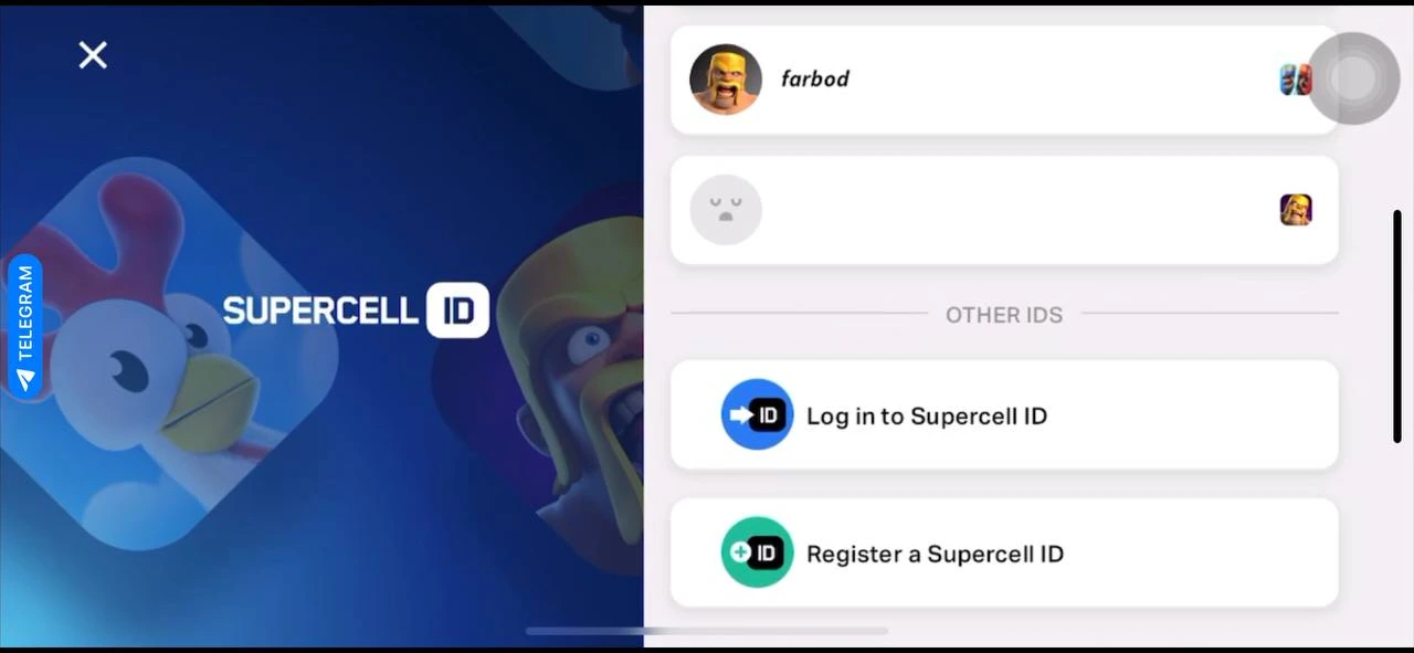مرحله سوم: کلیک روی دکمه Register a Supercell ID