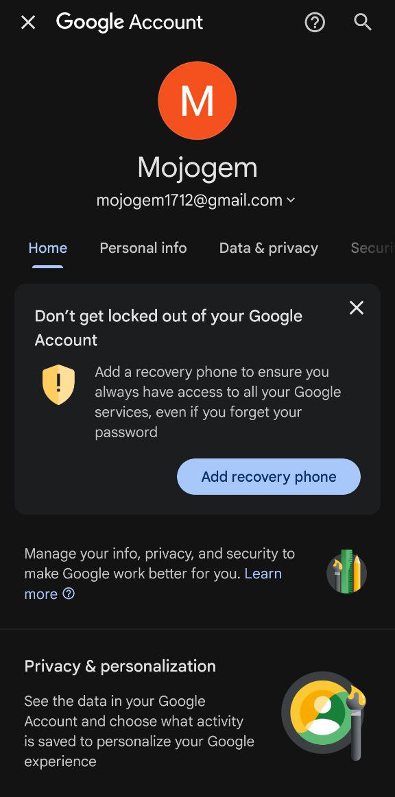 انتخاب گزینه Google در تنظیمات گوشی اندروید