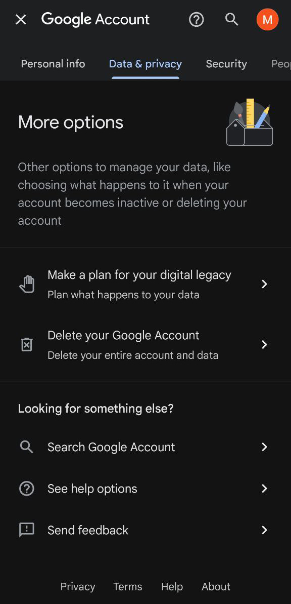 رفتن به تب دیتا و حریم خصوصی یا Data & privacy