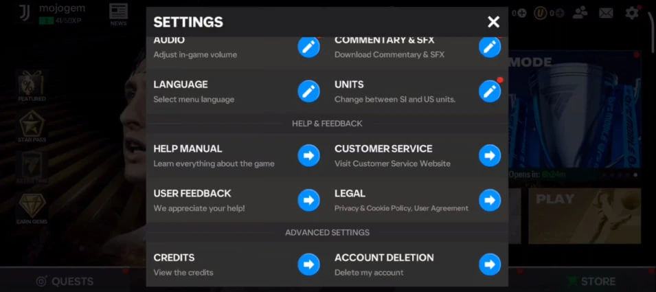 انتخاب گزینه حذف اکانت یا Account Deletion
