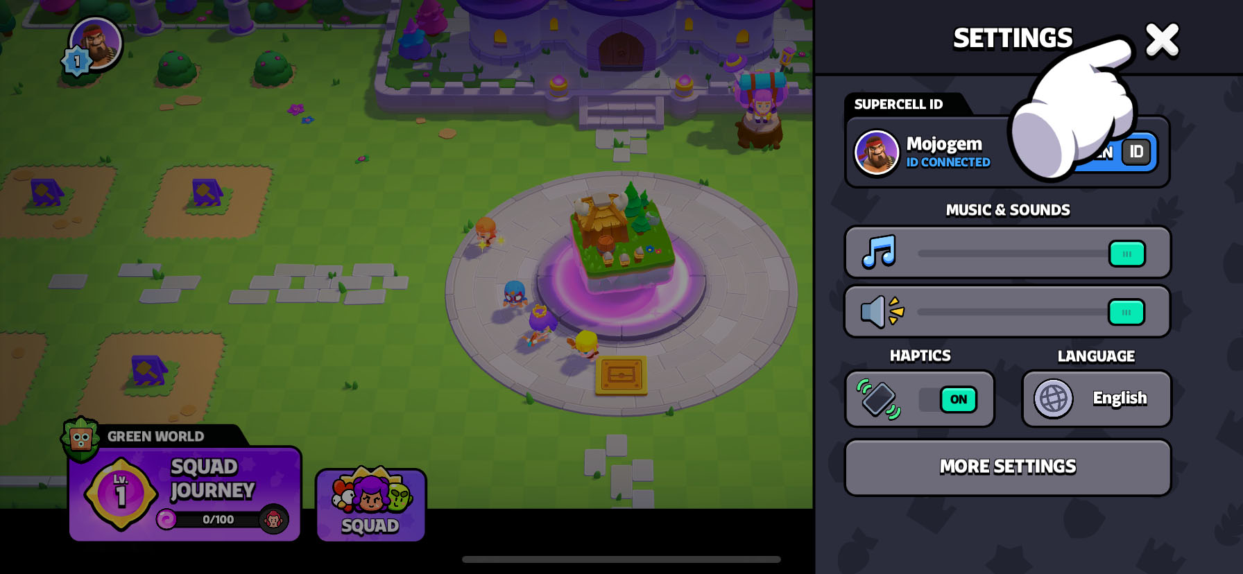 مرحله دوم دریافت کد در اسکواد باسترز: انتخاب گزینه Supercell ID