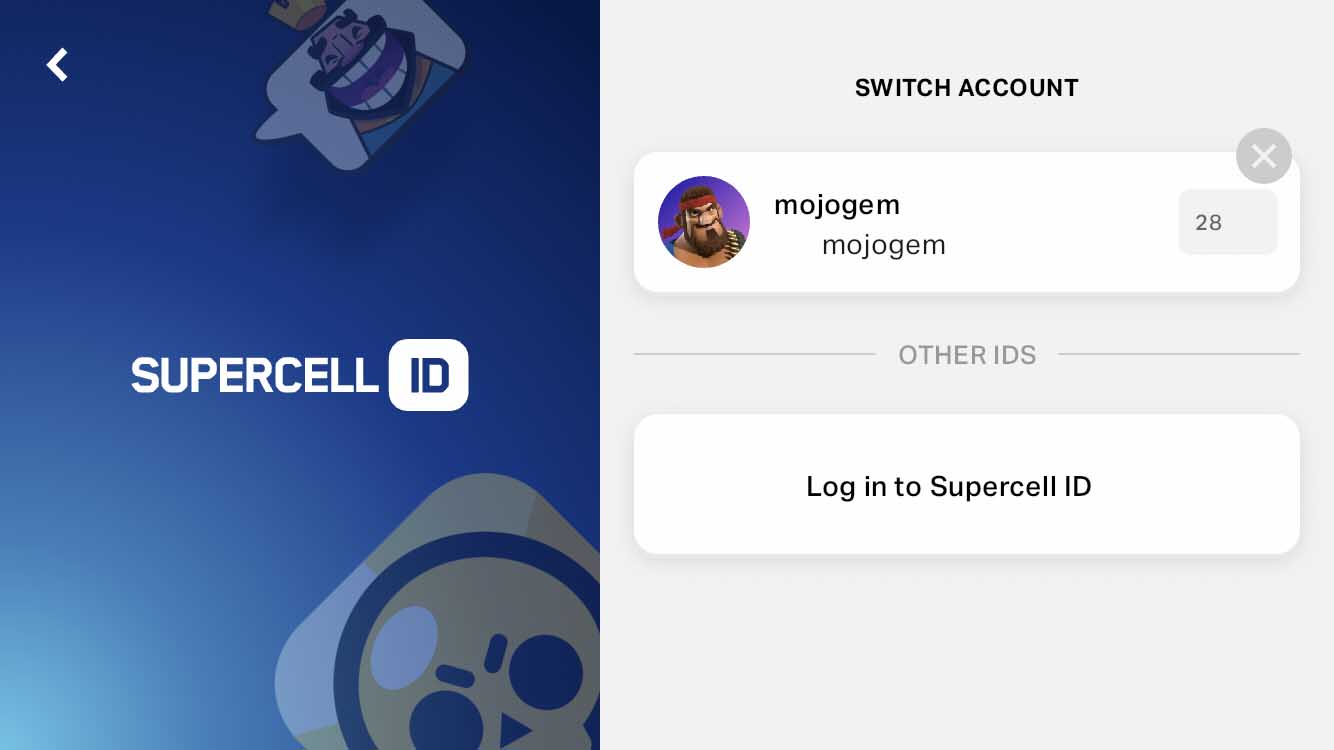 مرحله ششم دریافت کد در هی دی: انتخاب گزینه Log in to Supercell ID