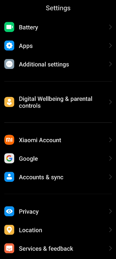 رفتن به بخش Accounts & sync در تنظیمات گوشی