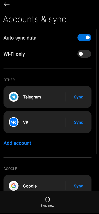 انتخاب گزینه Add Account برای افزودن حساب جدید