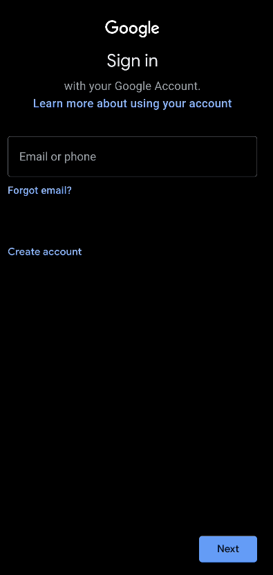 کلیک روی گزینه Forgot Email برای بازیابی ایمیل