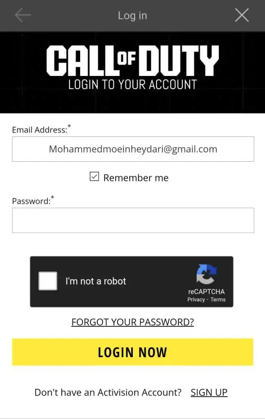 کلیک روی دکمه Sign Up برای ساخت اکانت جدید اکتیویژن